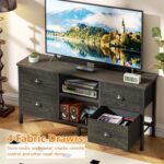 Furologee TV Stand with 4 Drawers, 43 inch Entertainment Center with Open Shelves, Media Center for 50" TV, Television Stand for Bedroom, Living Room/Light Black Oak - Image 5