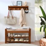 Shoe Rack for Front Door Entrance, 28” Entryway Bench with Coat Rack, Hall Tree Shoe Bench with Storage for Entry, Hallway, Bedroom, Living Room - Image 9