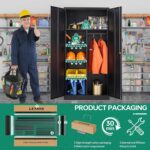 Letaya Metal Storage Cabinets Locker with Lock Door, 72'' Clothing Coat Steel Storage Freestanding Wardrobe for Office, Home, School, Employee,Gym,Fire Department (Black) - Image 5