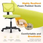 Sweetcrispy Office Computer Desk Chair, Ergonomic Low-Back Mesh Rolling Work Swivel Chairs with Wheels, Armless Comfortable Seat Lumbar Support for Home, Bedroom, Study, Student, Adults, Green - Image 6