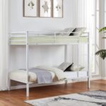 VICI Metal Bunk Bed Twin Over Twin, Low Profile Bunk Bed Frame withBuilt-in Ladder, High Guardrail and Metal Slats, Space-Saving Twin Size Bed Frame for Kids Teens, No Box Spring Required, White - Image 7