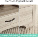 LINSY HOME Farmhouse Coffee Table with Storage, Wood Coffee Table for Living Room, Open Display Area and Storage Drawers with Metal Handles, Chic Style with Curved Base. Oak and Brown - Image 6