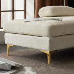 Karl home Convertible Sectional Sofa 110" U-Shape Sofa Couch 4-Seat Couch with Chaise ChenilleFabric Upholstered for Living Room, Apartment, Office, Creamy White - Image 8