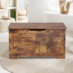 31.5" Storage Chest, Wooden Storage Bench, Lift Top Toy Chest with 2 Safety Hinges, Large Toy Box, Entryway Shoes Bench for Living Room, Bedroom, Rustic Brown - Image 10