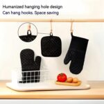 Oven Mitts and Pan Racks 4-Piece Set, Extended Kitchen Oven Mitts and Pan Racks, Heat Resistant 500 °F, Silicone Non-Slip Surface for Baking and Cooking (Black) - Image 7