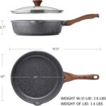 SENSARTE Nonstick Skillet, Deep Frying Pan 10/11/12-inch, Saute Pan with Lid, Stay-cool Handle, Healthy Stone Cookware Cooking Pan, Induction Compatible (10-Inch/3.5QT) - Image 6