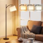 Ambimall 60" Floor Lamps for Living Room with 3 Color Temperatures Bulb & Adjustable Linen Shade, Tall Lamp for Living Room Bedroom Office Classroom Dorm Room(9W Bulb Included) - Image 2