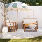 Devoko Patio Furniture 4 Piece Acacia Wood Outdoor Conversation Sofa Set with Table & Cushions Porch Chairs for Garden, Deck, Backyard, Natural - Image 6