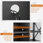 GreenForest TV Stand for TV up to 65 inches, Entertainment Center with 6 Storage Cabinet for Living Room, 55 inch Farmhouse Television Stands Console Table, Industrial TV stands for Living Room, Black - Image 6