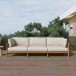 Acanva Modern Outdoor Patio Furniture Set, All-Weather Aluminium Conversation Sectional Sofa with Thick Cushions for Backyard, Garden, Porch, Couch, Beige - Image 2
