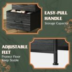 WLIVE Nightstand with 3 Drawers, Fabric Dresser, Organizer Unit, Storage Dresser for Bedroom, Hallway, Entryway, Closets, Steel Frame, Wood Top, Easy Pull Handle, Charcoal Black Wood Grain Print - Image 7