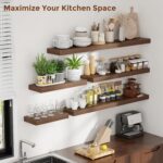 Heimlove 48 Inch Floating Shelves for Wall 8 Inch Deep Walnut Shelves Set of 2,Wall Mounted Rustic Wood Long Floating Shelf，Large Display & Storage Shelf with Invisible Brackets - Image 8