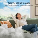 LINSY HOME 123'' Modular Sectional Sofa Green Couch Corduroy Cloud Couches for Living Room, L Shaped Couch with Movable Ottoman, Modern Cloud Sectional Sofas for Bedroom and Apartment, Green - Image 5