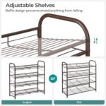 SONGMICS Stackable Shoe Rack, 4 Tier Metal Shoes Rack Storage Shelf, Holds up to 20 Pairs Shoes, Adjustable Slanted Shelves Tower Organizer for Closet Entryway Small Spaces, Bronze - Image 10