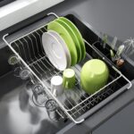Dish Drying Rack in Sink, Expandable Stainless Steel Dish Drainers for Kitchen Counter, Dish Dryer Rack for Inside Sink, Over The Sink Dish Racks with Utensil Holder, Silver - Image 2