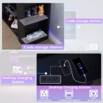 IRONCK Entertainment Center with Storage, 55 Inch Tall TV Stand W/Power Outlet, LED Gaming TV Cabinet for PS4, Black TV Stand with Carbon Fiber - Image 7