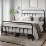 Yaheetech Classic Metal Platform Bed Frame Mattress Foundation with Victorian Style Iron-Art Headboard/Footboard/Under Bed Storage/No Box Spring Needed/Queen Size Black - Image 4