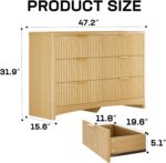 Marsail 6 Drawer Wooden Dresser with Smooth-Glide Drawers, Modern Storage Solution for Bedrooms, Living Rooms, and Hallways, Featuring Large Capacity and an Elegant Natural Wood Finish, Natural Oak - Image 3