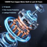 Immersion Blender RPM 16000±10% Scratch Resistant Hand Blender,15 Speed and Turbo Mode Hand Mixer, 3-in-1 Heavy Duty Copper Motor Stainless Steel Smart Stick with Egg Beaters and Chopper - Image 3