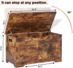 31.5" Storage Chest, Wooden Storage Bench, Lift Top Toy Chest with 2 Safety Hinges, Large Toy Box, Entryway Shoes Bench for Living Room, Bedroom, Rustic Brown - Image 4