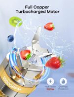 Ganiza Blender for Smoothies, 14Pcs Personal Blender for Shake and Smoothies for Kitchen with 3 Portable Cups (1x24oz & 2X17oz), Single Serve Smoothie Maker, Nutritious Recipe - Image 3