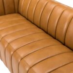 HULALA HOME 83" Genuine Leather Sofa with Channel Tufted Design, 3-Seater Sofa for Living Room Bedroom, Modern Oversized Couch with Wood Legs, Camel - Image 9