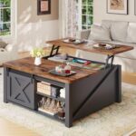 SEDETA 31.5" Lift Top Coffee Table with Storage, Square Coffee Tables for Living Room, Farmhouse Coffee Table with Large Hidden Storage Compartment and Adjustable Shelves, Black - Image 2