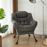 HollyHOME Lazy Chair with Armrest and Side Pocket, Comfy Accent Lounge Chair,Leisure Sofa Armchair for Living Room, Bedroom, Dorm, or Small Spaces, Oversized Reading Sofa Chair,Dark Grey - Image 9