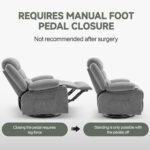 Rocker Recliner Chair with Heat and Massage, 360° Swivel Recliner Chairs for Adults, Oversized Recliner Single Sofa Seat with Cup Holders, Lazy Boy Recliner Single Sofa Seat, Grey - Image 8