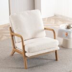 Mid Century Modern Accent Chairs for Living Room, 23” Wide Comfy Chair for Bedroom, Small Cozy Sherpa Reading Chairs for Adults, 108° Lounge Arm Chair with Detachable Cover, 5.5" Foam Cushion - Image 2