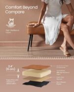 VASAGLE EKHO Collection - Bench for Entryway Bedroom, Synthetic Leather with Stitching, Ottoman Bench with Steel Legs, Living Dining Room, Mid-Century Modern, Loads 660 lb, Caramel Brown ULOM076K01 - Image 9