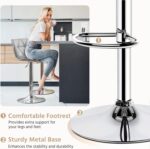 Yaheetech Bar Stools Set of 2, PU Leather Swivel Adjustable Barstools with Shell Back, Bar Chairs with Foma Padded for Home, Kitchen, Light Grey - Image 7