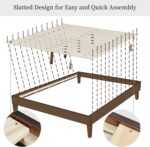 Yaheetech Queen Bed Frame Natural Solid Wood Platform Bed with Wooden Slats Support, 12-inch Underbed Space for Storage, Noise-Free Design, Easy Assembly, Dark Walnut Finish - Image 9