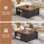 SEDETA 31.5" Lift Top Coffee Table with Storage, Square Coffee Tables for Living Room, Farmhouse Coffee Table with Large Hidden Storage Compartment and Adjustable Shelves, Black - Image 5