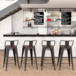 Yongchuang 24" Metal Barstools Set of 4 Counter Bar Stools with Wood Top Low Back Matte Black - Image 9