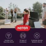 Keter 150 Gallon Resin Large Deck Box Organization and Storage Box for Patio, Outdoor Cushions, Garden Tools, Brown - Image 12