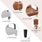Yaheetech PU Leather Accent Chair, Mid-Century Modern Armchair with Solid Wood Legs, Reading Leisure Chair with High Back for Living Room Bedroom Waiting Room, Brown - Image 7