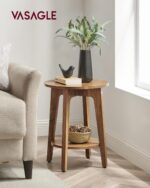 VASAGLE Side Table, Small Round End Table with Lower Shelf, Nightstand for Small Spaces, Living Room, Bedroom, Rustic Walnut ULET283T41 - Image 3