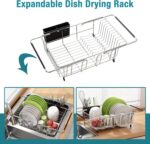 Dish Drying Rack in Sink, Expandable Stainless Steel Dish Drainers for Kitchen Counter, Dish Dryer Rack for Inside Sink, Over The Sink Dish Racks with Utensil Holder, Silver - Image 3