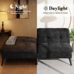 SUNLEI Small Futon Sofa Bed, Folding Futon Bed Sleeper Couch Recliner for Living Room, Convertible Cloud Sofa Couch with Adjustable Backrest for Apartment or Office, Black Velvet - Image 5