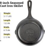 Lodge 8" Cast Iron Skillet - Chef Collection - Perfect Sear - Ergonomic Handles - Superior Heat Retention - Cast Iron Cookware & Skillet - Image 7