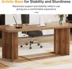 Tribesigns 63-inch Executive Desk, Vintage Home Office Computer Desk with Large Tabletop, Farmhouse Wood Writing Conference Table Workstation for Office, Study, Walnut Brown - Image 7