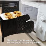Oven Mitts and Pan Racks 4-Piece Set, Extended Kitchen Oven Mitts and Pan Racks, Heat Resistant 500 °F, Silicone Non-Slip Surface for Baking and Cooking (Black) - Image 6