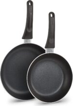 GoodCook Nonstick Aluminum Frying Pan Set, 8" and 10" Skillets, Black, Even Heating, Stay-Cool Ergonomic Handle, PFOA-Free Nonstick Coating, Ideal for Sautéing, Searing, and Frying - Image 2
