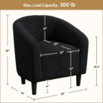 Yaheetech Armchair Set of 2, Boucle Fabric Club Chair, Furry Sherpa Elegant Siting Chair with Cozy Soft Padded for Living Room Bedroom Reception Room Office, Black - Image 4