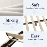 Allewie King Size Bed Frame with Adjustable Headboard, Faux Leather Platform Bed with Wood Slats, Heavy Duty Mattress Foundation, No Box Spring Needed, Noise-Free, Easy Assembly, White - Image 6