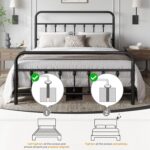Yaheetech Classic Metal Platform Bed Frame Mattress Foundation with Victorian Style Iron-Art Headboard/Footboard/Under Bed Storage/No Box Spring Needed/Queen Size Black - Image 10
