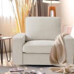 LEISLAND 40" Swivel Accent Chair, Small Couch Sofas for Small Spaces, Fabric Living Room Chairs with Solid Wood Frame, Removable Cushion and Detachable Sofa Cover(Beige) - Image 2