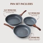 SENSARTE Nonstick Frying Pan Skillets, Swiss Granite Coating Omelette Pans, Healthy Cookware Chef's Pan, Free of Intentionally Added PFOA (9.5+11+12.5 Inch) - Image 5