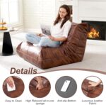 Hobestluk Giant Bean Bag Chair Lazy Floor Sofa, Memory Foam Fireside Sofa for Adults, Big Beanbag Faux Leather Armless Chair for Living Room Bedroom Dorm Office (Brown, Single) - Image 7